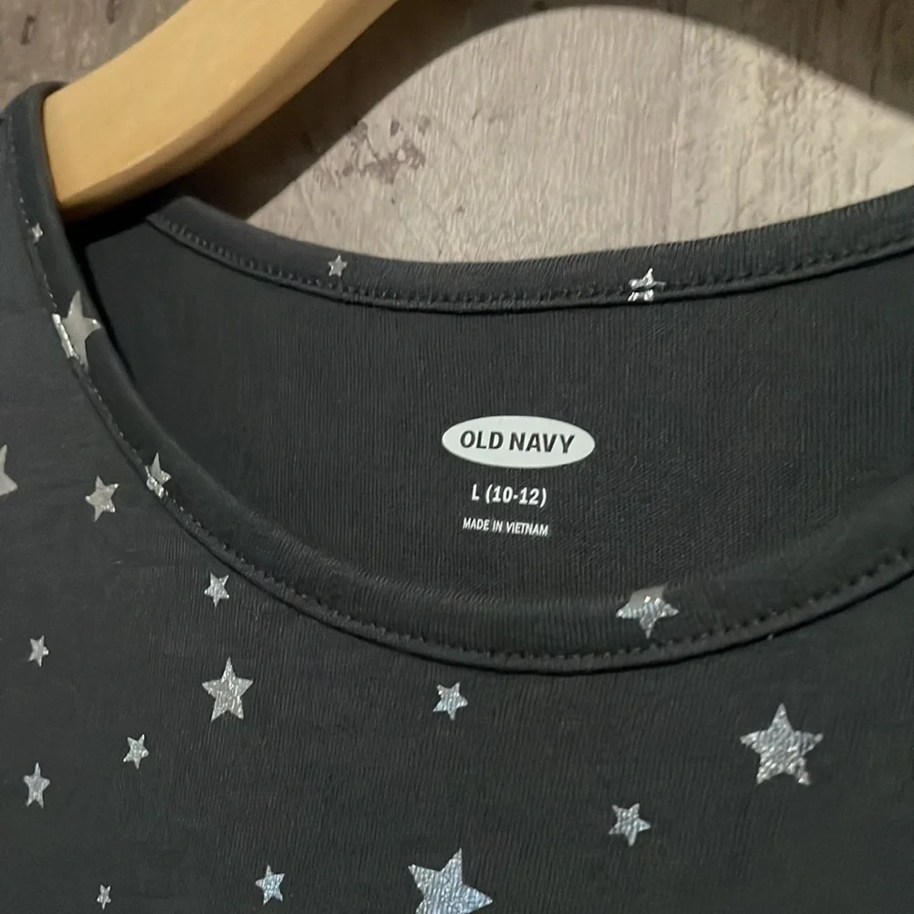 Old Navy charcoal gray silver metallic skater dress girls size large 10/12 NEW